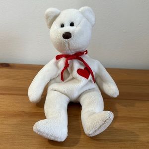 Ty Original Beanie Baby Valentino the Bear Plush Stuffed Animal No Hang Tag